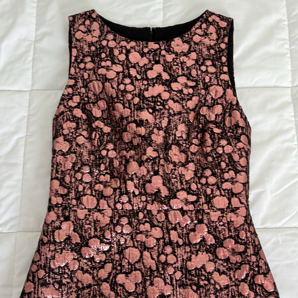 Alice + Olivia Metallic Jacquard Bateau Black Copper Rose Gold Mini Dres… - Picture 6 of 13